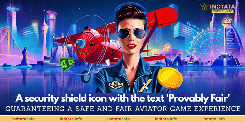 A security shield icon with the text 'Provably Fair' guaranteeing a safe and fair Aviator game experience
